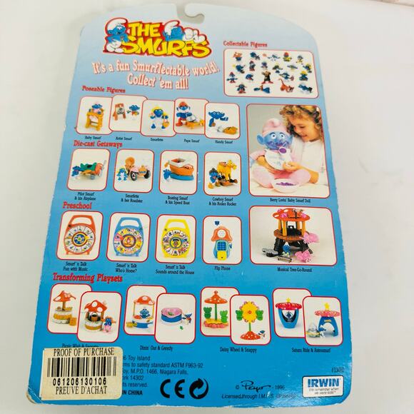 5 for $25| 1996 The Smurfs Baby Smurf with High Chair Figure - Picture 4 of 10